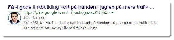 Der er stadig authorship billeder søgeresultater fra Google Plus. Her en en opdatering fra OnlineSynlighed.dk's stifter John Nielsen.