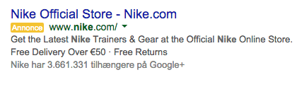 Nike Google Plus Ads