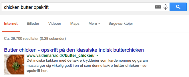Chicken butter opskrift søgeresultat