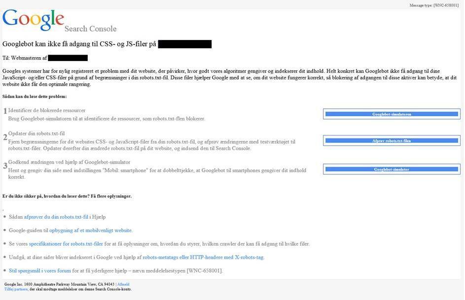 Google advarsel - Google kan ikke crawle CSS og JS – Search Console