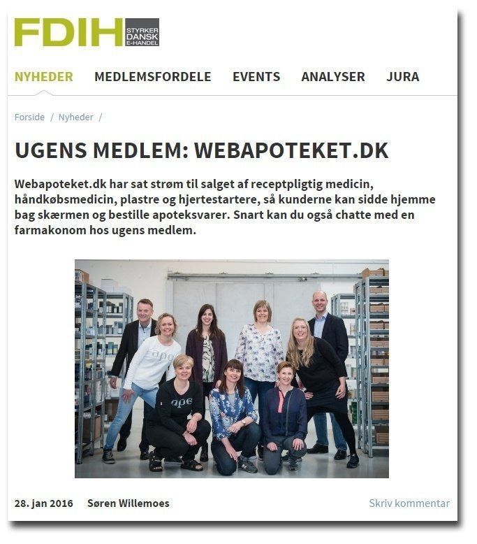 Artikel fra FDIH om Webapoteket. Billede: FDIH