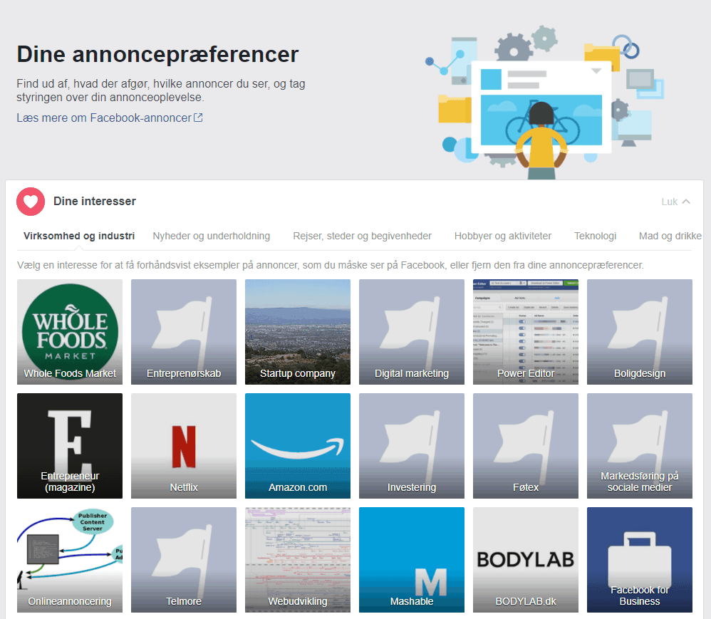 Se dine annoncepræferencer på Facebook