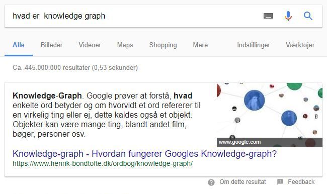 Eksempel på knowledge graph