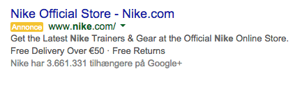 Nike Google Plus AdWords